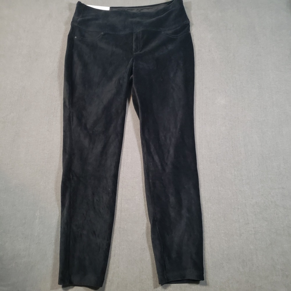 Khakis & Company Knit Corduroy Leggings Womens L Black Tummy Control Suave